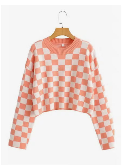 Danni Cropped Checkered Sweater